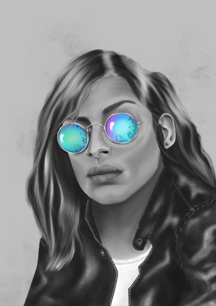 The Girl with the Blue Sunglasses